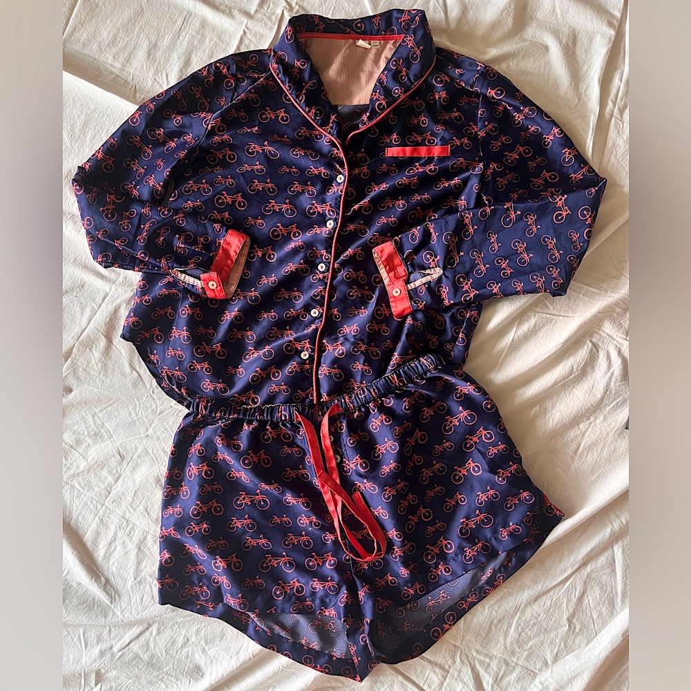 Anthropologie Sweet Dreams Bicycle Pajamas Short Set by Lilka Sz S